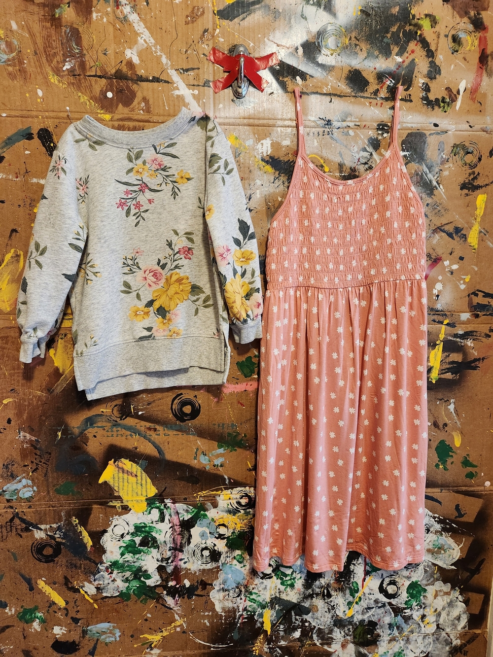 Girls' Floral  Sundress And Sweatshirt